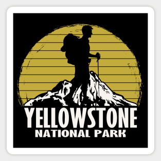 Vintage Retro Yellowstone National Park Hiking Magnet